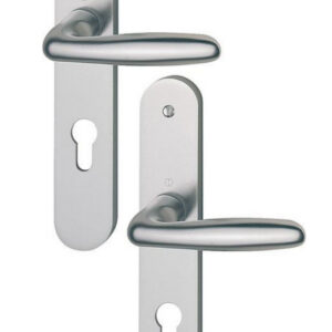 Ensemble sur plaques aluminium VERONA clé I pour cylindre européen finition F9 aspect inox mat HOPPE 2834543