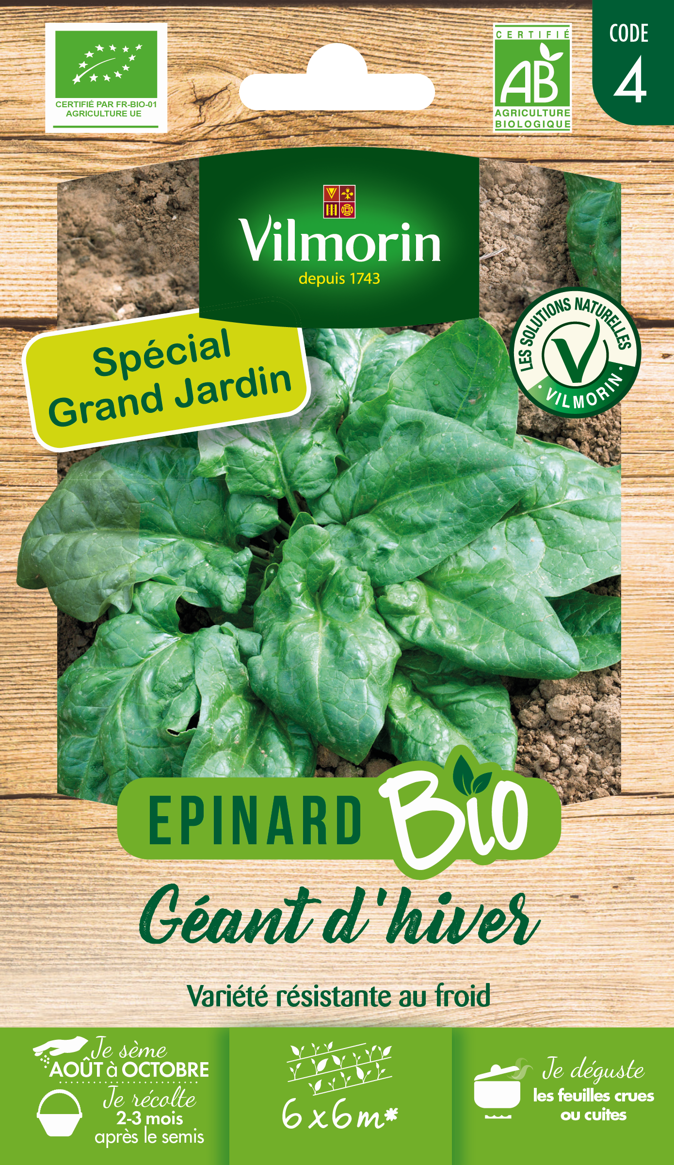 Epinard Géant d'Hiver - BIO - Grand Modèle