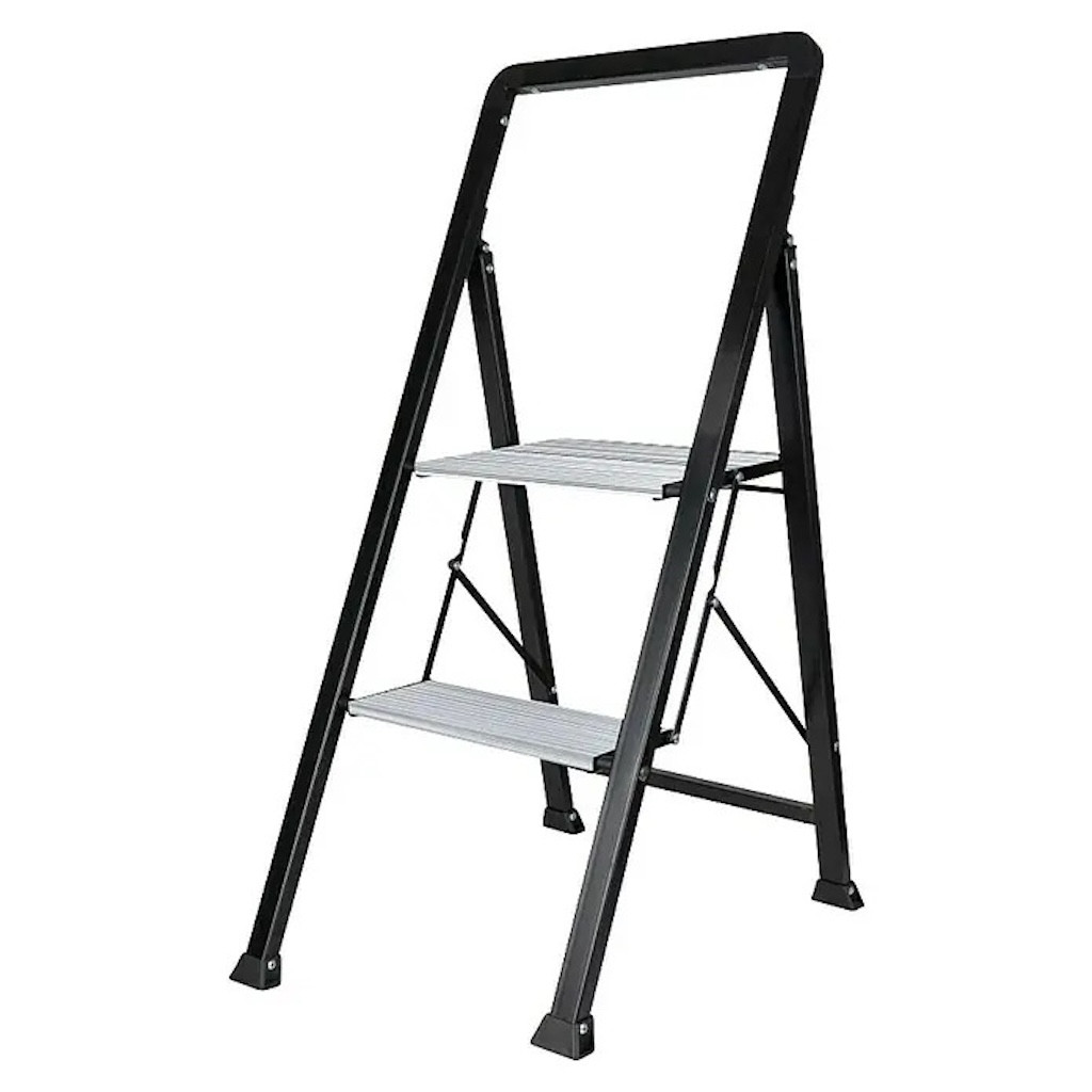 Escabeau pliant - noir - compact et ultra stable pour usage domestique