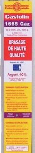 Etui de 100 g baguettes argent 40 % diamètre 2 mm CASTOLIN 1665 GAZ 2001P