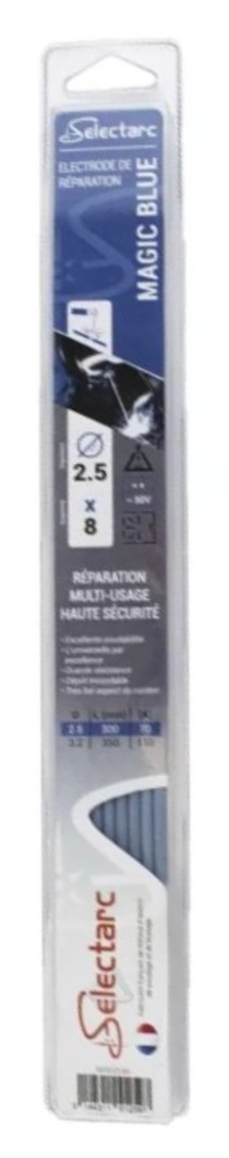 Etui de 8 électrodes acier Magic Blue 2,5 x 300 mm SELECTARC 16102S30