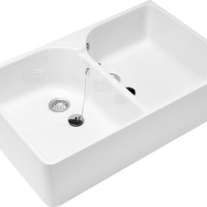 Evier 2 bacs BIBAC O.NOVO - Dimensions : 80 x 50 x 22 cm - couleur : BLANC
