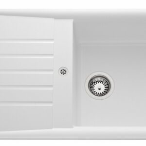 Evier en Naturalite à encastrer 1 bac, 1 égouttoir SLAVE - Couleur: blanc - Dimensions: 1000 x500 mm