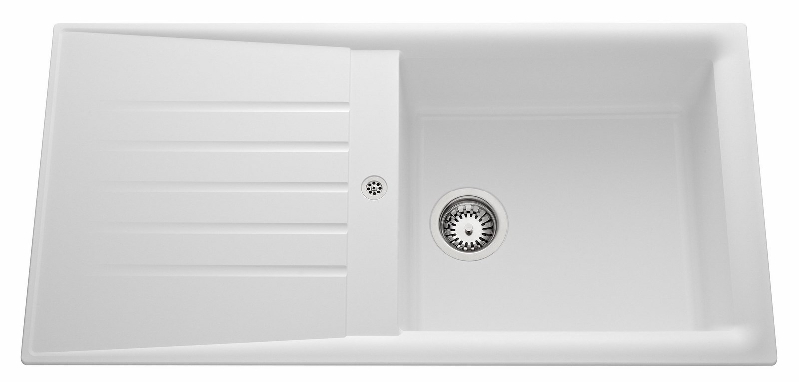 Evier en Naturalite à encastrer 1 bac, 1 égouttoir SLAVE - Couleur: blanc - Dimensions: 1000 x500 mm