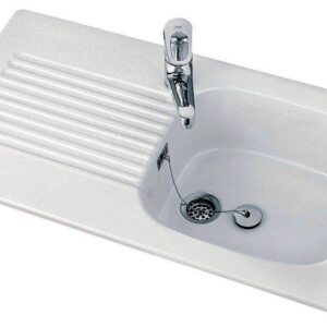 Évier grès à encastrer 1 bac, 1 égouttoir, TUDOR - Dimensions: 920x510 mm - BLANC