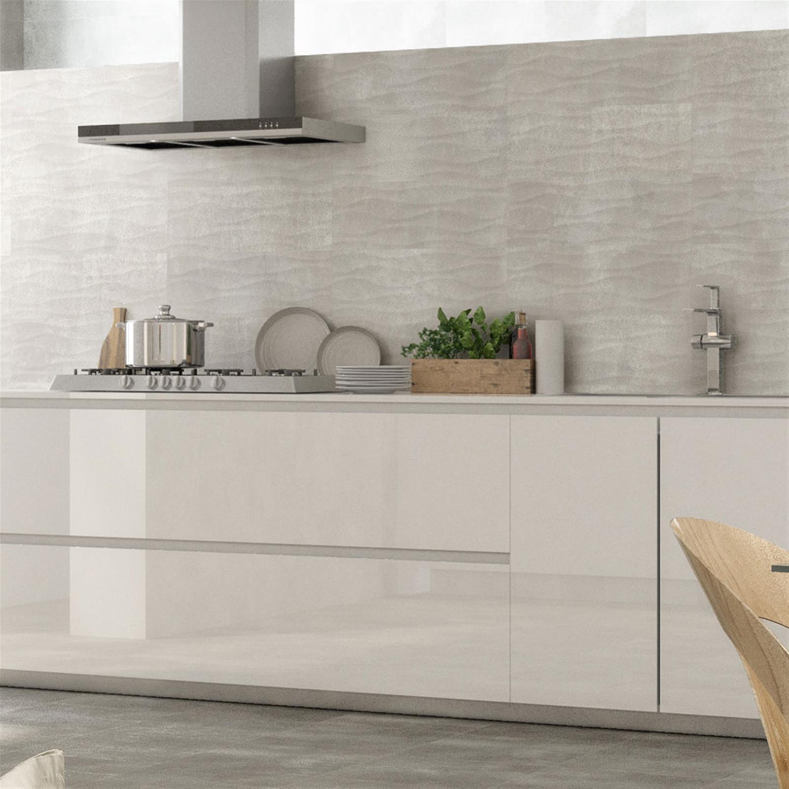 Faience effet béton DUOMO SELECT Décor Vague 20x60 cm - Beige - Finition mate