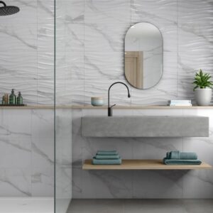 Faïence effet marbre PORTOFINO 33,5x55 cm - 33,5 x 55 cm - Blanco Brillo (blanc brillant)- Aspect lisse