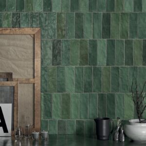 Faience effet zellige série RIAD (6.5x20 cm) - Dimensions: 6.5x20 cm - Coloris: Green