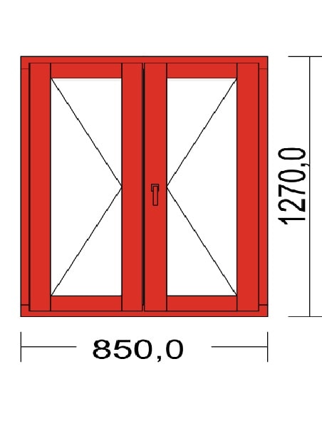 Fenêtre Bois Largeur 85 x Hauteur 127 cm 2 vantaux ouvrant à la française
