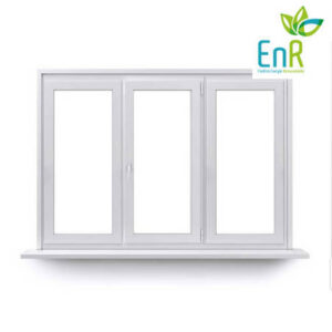 Fenêtre PVC EnR 2 ouvrants à 1 vantail ouverture à la française avec un fixe central