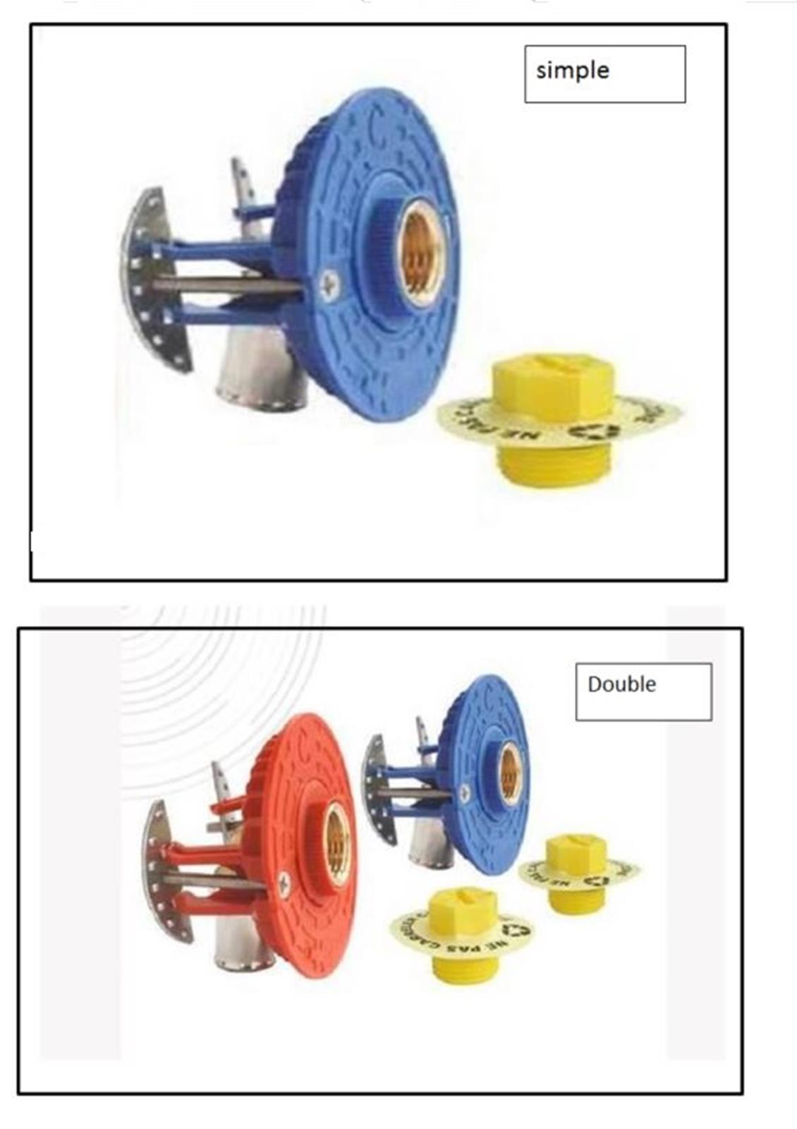FIXOPLAC - Module double lavabo/évier- raccord à glissement coudé M12-17 - Tube Ø 13/16mm- bleu et rouge