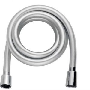 Flexible PVC lisse gris métallisé, anti-torsion (1,75m) - Flexible de 1,75 m - Gris - 2 embouts chromés - Écrou tournant (anti-torsion)