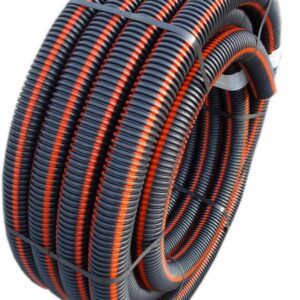 Gaine TPC noire avec liseré rouge - Diamètre: 90 mm - Rouleau de 50 m - Gaine noire avec bande rouge
