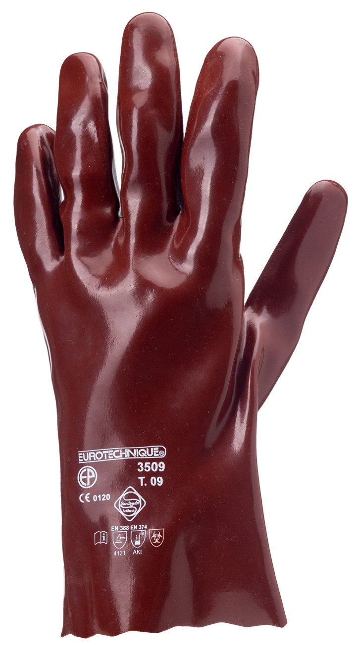 Gants de protection chimique PVC rouge 27 cm T.9 COVERGUARD 3509
