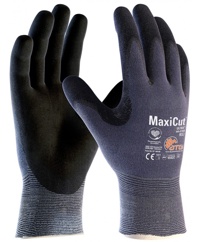 Gants de travail tricoté vanisé nylon MaxiCut® Ultra™ bleu/noir T9 ATG AT443745-ZZ09ACA