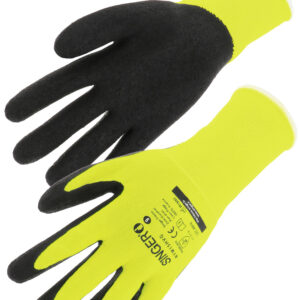 Gants Latex support polyester jaune fluo dos aéré taille 9 SINGER SAFETY NYM15HVG - 9