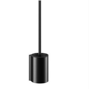 Garniture de toilette - Garniture de toilette : laquée noir mat - Pièce d'insertion amovible en plastique noir - Brosse avec poignée et tête de brosse de rechange noire