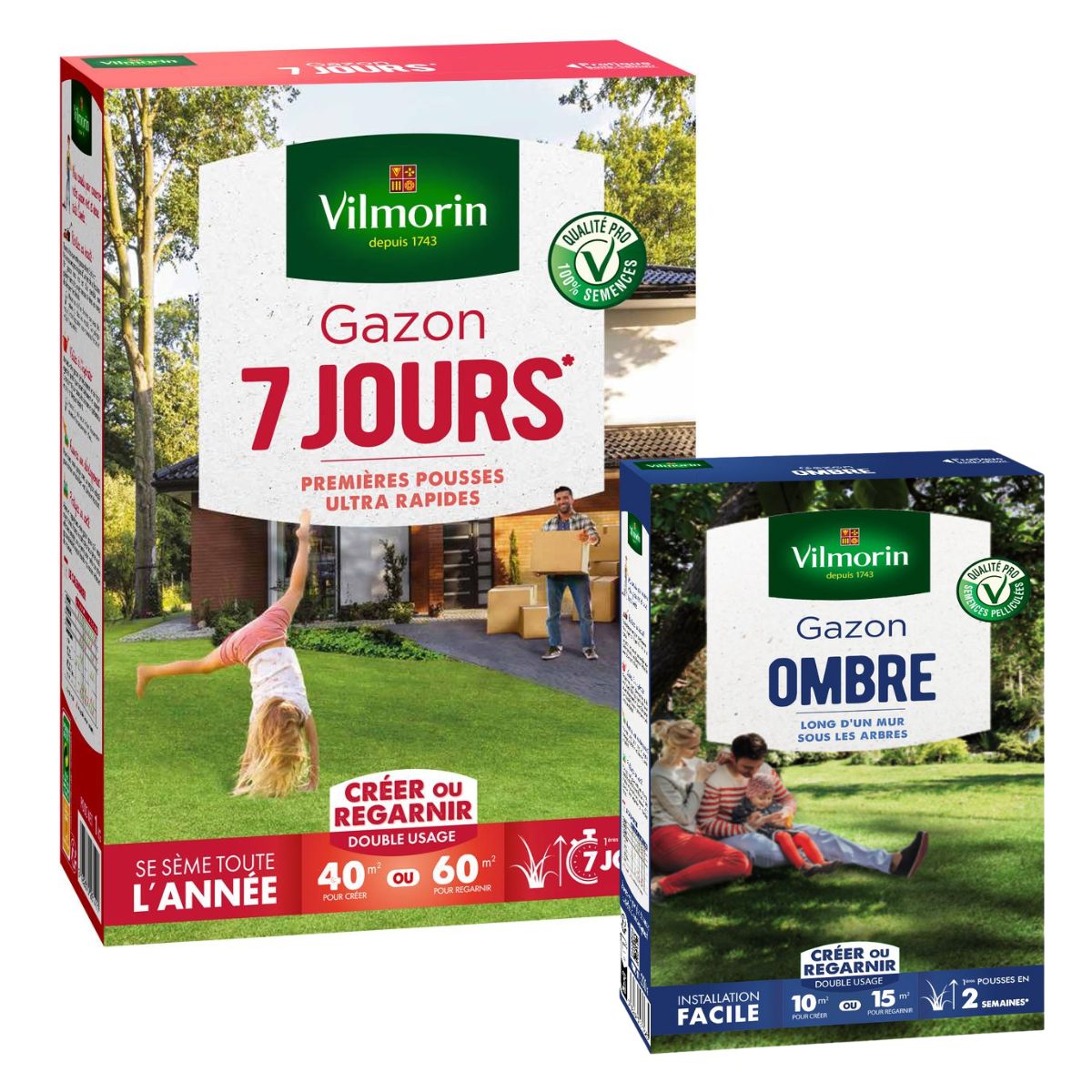 Gazon 7 jours - 1 kg + Gazon Ombre - 250 g