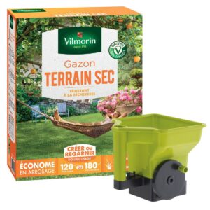 Gazon Terrain Sec - 3 kg + Semoir à main Gazon/Engrais