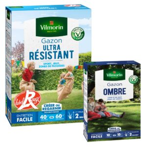 Gazon Ultra Résistant - Label Rouge - 1 kg + Gazon Ombre - 250 g