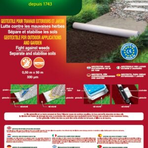 Géotextile Recyclé Travaux Extérieurs - 100 g/m² - 0.5 m x 50 m - Blanc