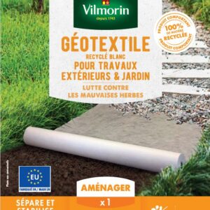 Géotextile Recyclé Travaux Extérieurs - 100 g/m² - 1 m x 20 m - Blanc