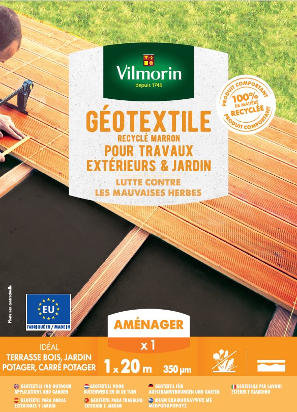 Géotextile Recyclé Travaux Extérieurs - 100 g/m² - 1 m x 20 m - Marron