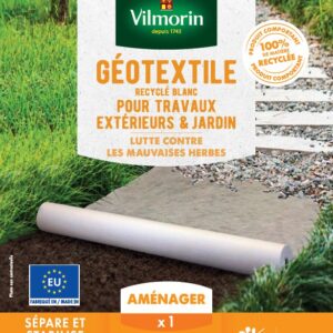 Géotextile Recyclé Travaux Extérieurs - 100 g/m² - 2 m x 25 m - Blanc
