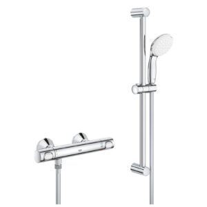 GROHTHERM 500 mitigeur thermostatique douche 1/2 - Ensemble de douche mitigeur Grohtherm 500 + barre de douche Tempesta 110 avec 1 jet- Barre de douche : 600 mm - Chromée