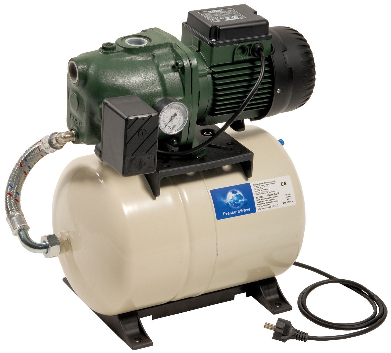 Groupe de surpression AQUAJET - 102/20 M - Mono - 0,75 kW - Pompe Jet 102 M - 20 L à diaphragme - Ampères : 5,1- Débit : 3,3 m³/h - Pression : 2,5b