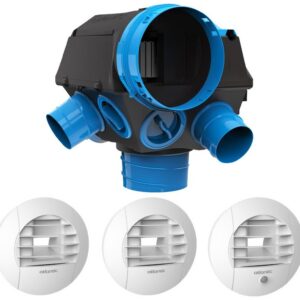 Groupe VMC simple flux hygroréglable HYGROCOSY avec bouches - 6 piquages Ø80mm + Rejet Ø 160 mm