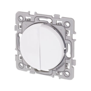 Interrupteur va-et-vient double Blanc Eur'Ohm Square