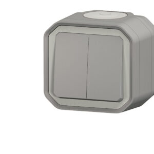 Interrupteur va-et-vient double Legrand Plexo™ gris complète