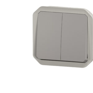 Interrupteur va-et-vient double Legrand Plexo™ gris composable