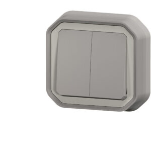 Interrupteur va-et-vient double Legrand Plexo™ gris encastrée