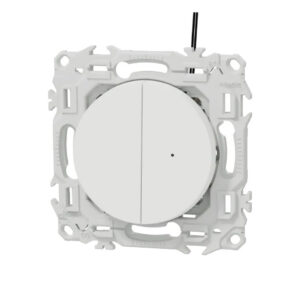 Interrupteur va-et-vient ou poussoir double lumineux Blanc craie Schneider Odace