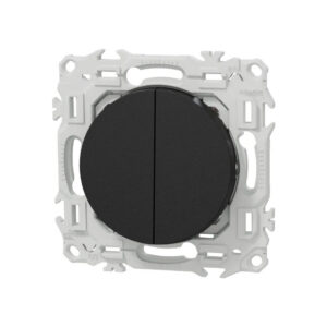 Interrupteur va-et-vient ou poussoir double Noir onyx Schneider Odace