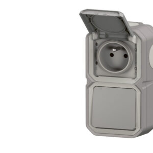 Interrupteur va-et-vient + prise Legrand Plexo™ gris complet