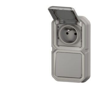 Interrupteur va-et-vient + prise Legrand Plexo™ gris encastré