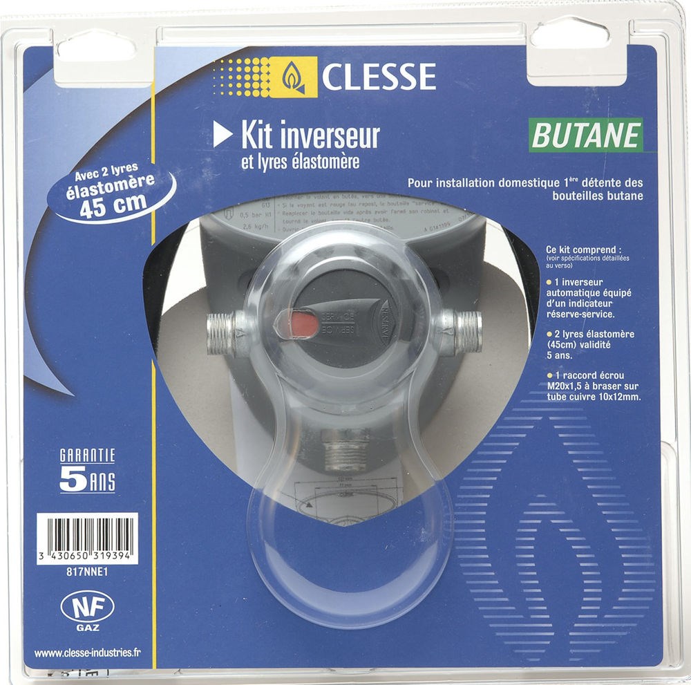 Inverseur automatique 1ère détente gaz BUTANE - Entrée : M.M20x1,5 - Sortie : Braser 12