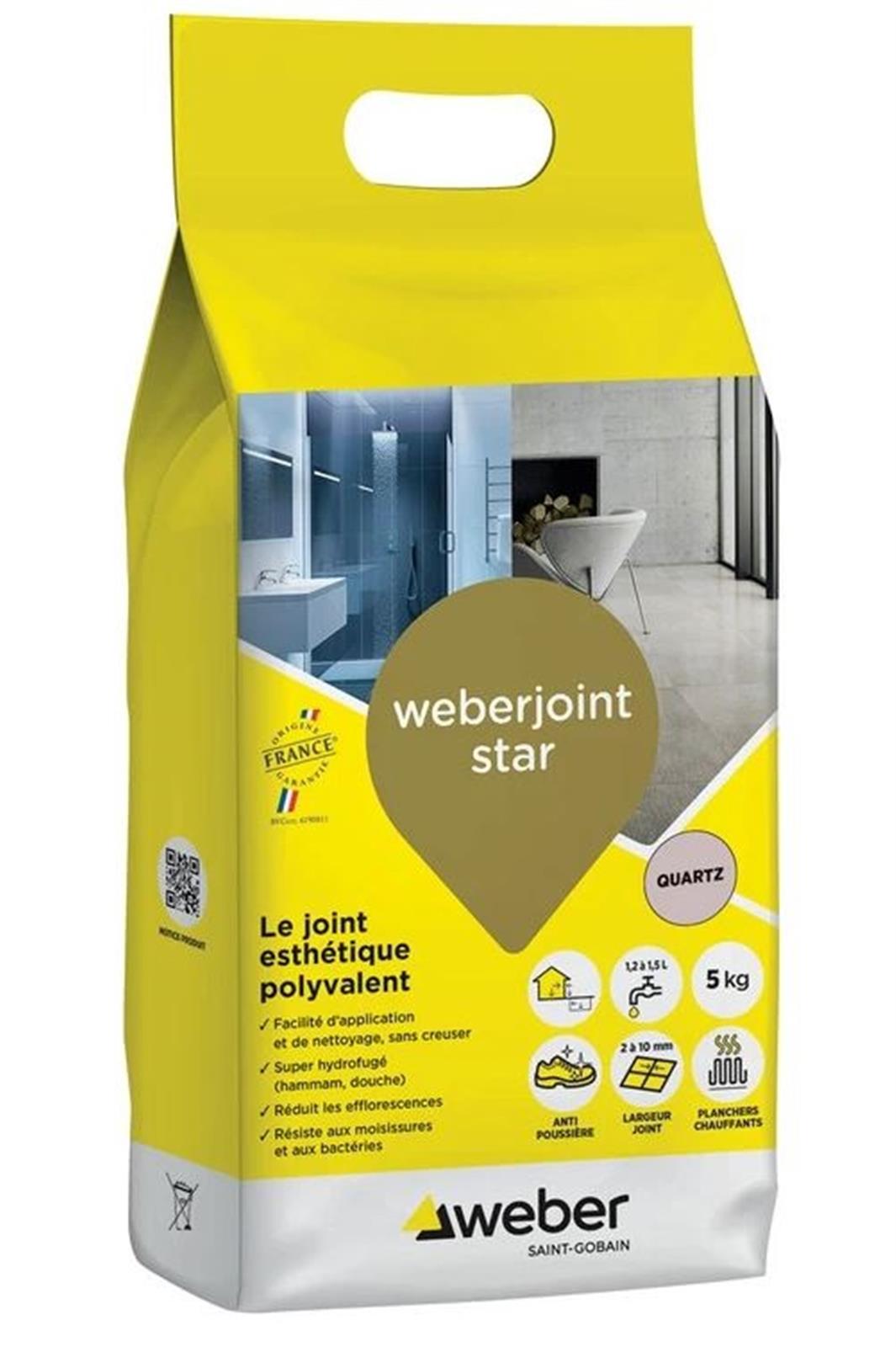Joint à carrelage WEBERJOINT STAR - sac 5 kg - faïence