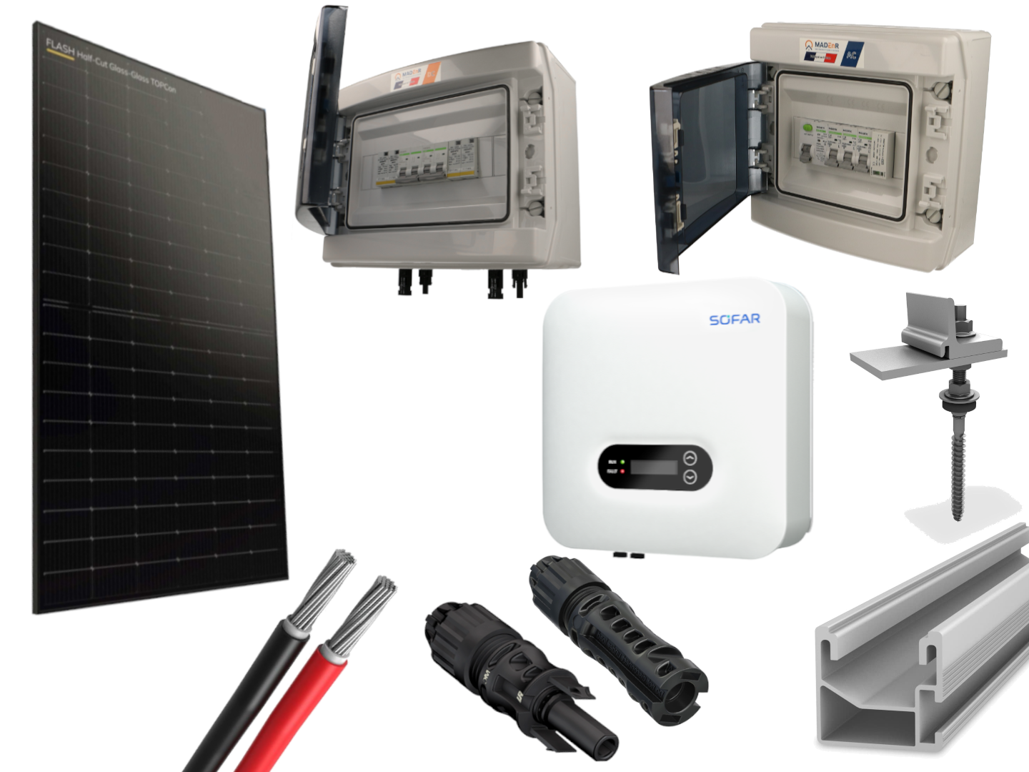 Kit 16 panneaux photovoltaïque pour tôle & fibrociment onduleur centralisé 8000Wc