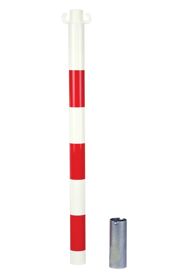 Kit de 2 poteaux acier rouge/blanc avec manchon NOVAP 2223546