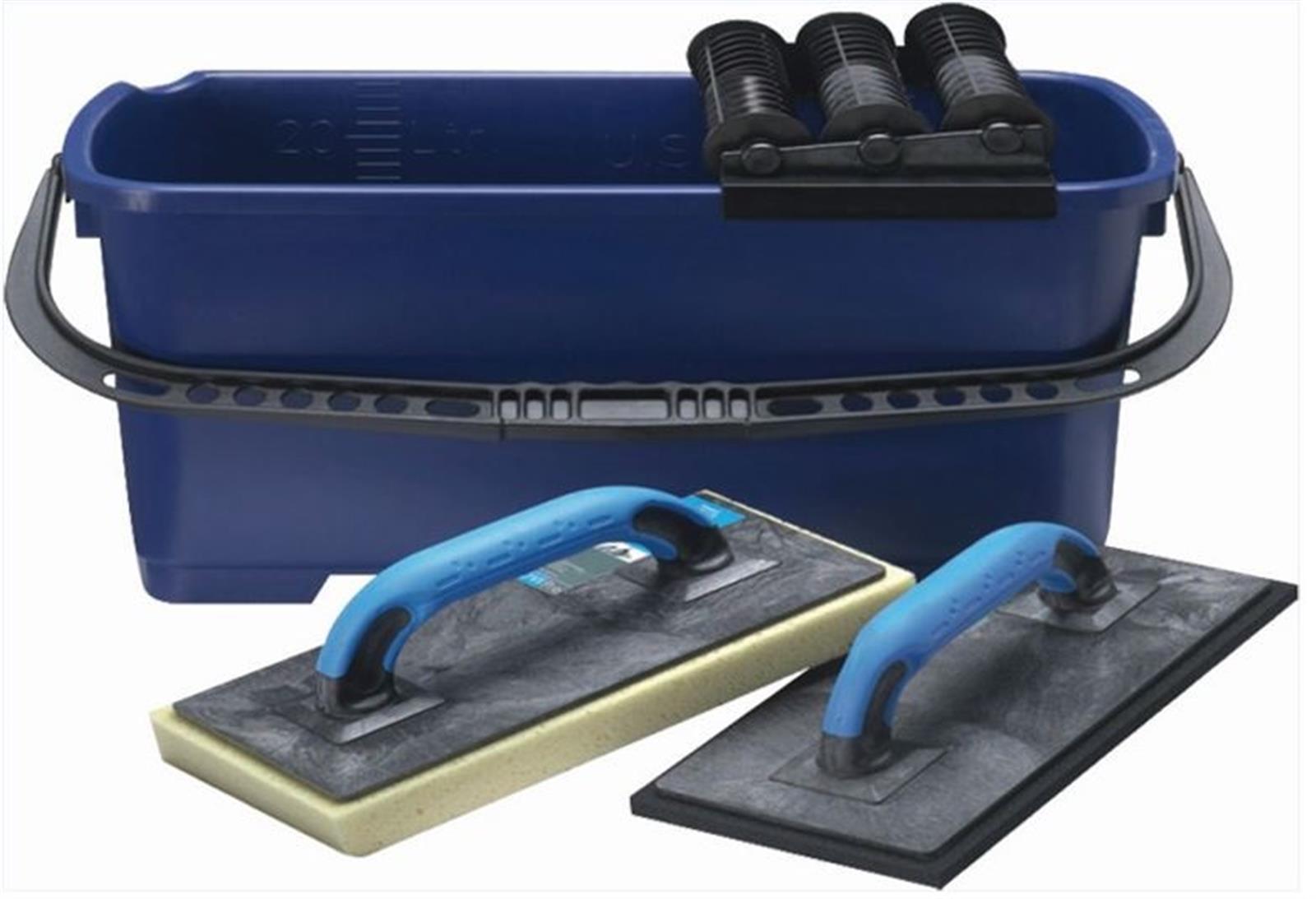 KIt de lavage T-323 - seau 22L avec 4 roulettes + platoir à éponge + platoir à joints
