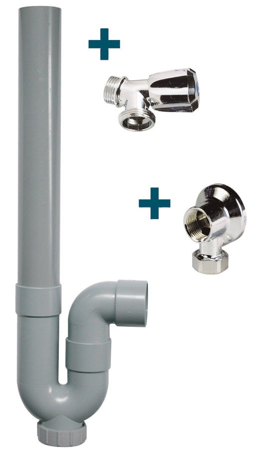 Kit machine à laver - Applique + robinet + siphon