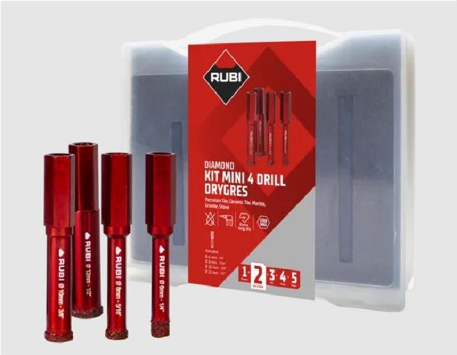 Kit mini DRYGRES 4DRILL - trépans Ø 6, 8, 10 et 12 mm