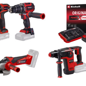 Kit perçage sans fil Einhell - Perceuses - meuleuse - perforateur + 2 batteries 4.0Ah + chargeur