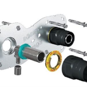 Kit plaque ROBIFIX+ pour tube PER ou PB - Modèle monotrou- raccord coudé à glissement - Ø sortie F1/2" - tube Ø 16mm