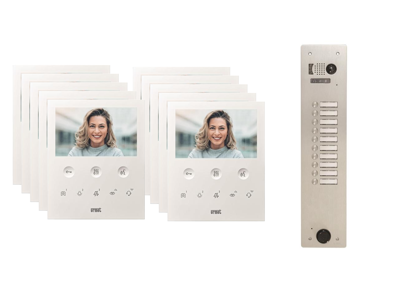 Kit visiophone 1 rangée avec 10 écrans URMET Collectif