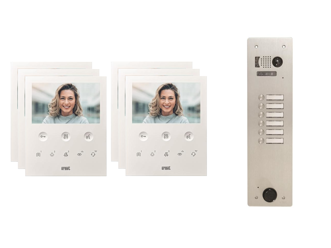 Kit visiophone 1 rangée avec 6 écrans URMET Collectif